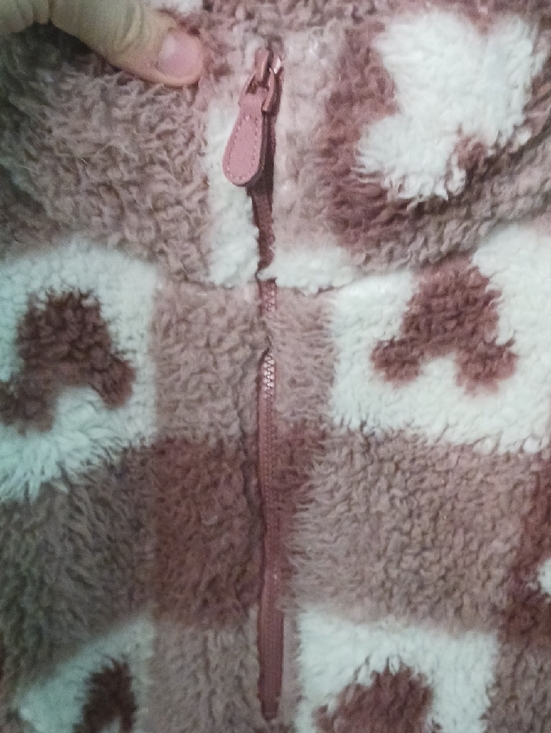 Womens Plush Sherpa Jacket in Mauve and Cream - Picture 3 of 7